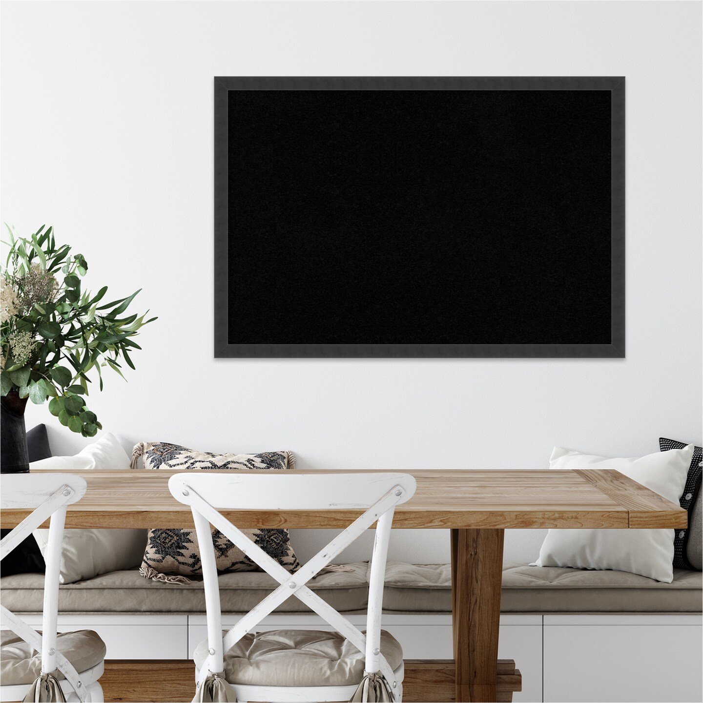 Cork Board, Mezzanotte Black Wood Frame - Bulletin Board, Organization Board, Pin Board