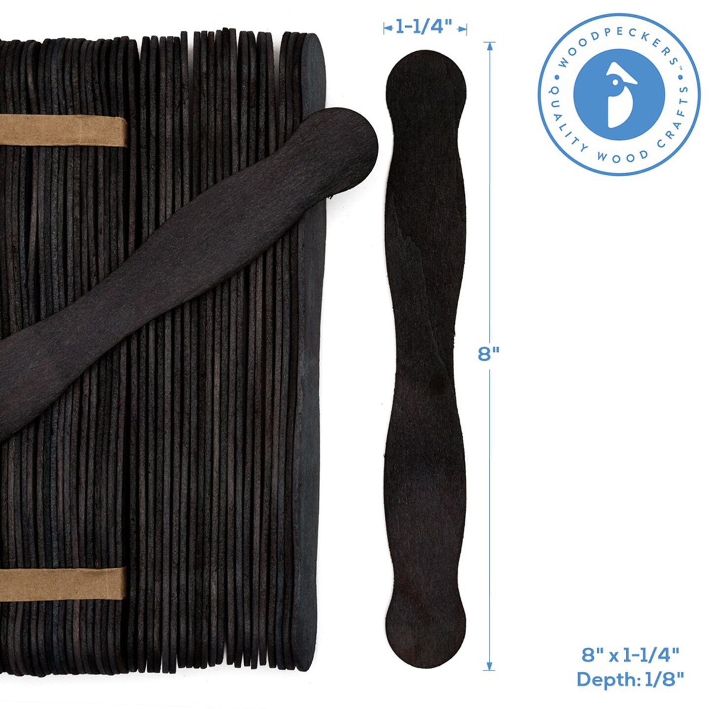 Wooden Fan Handles 8 inch for Wedding Program, Multiple Colors, Auction Paddles | Woodpeckers