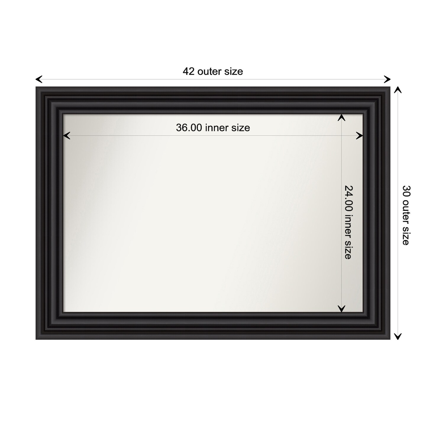 Amanti Art Non-Beveled Wall Mirror, Colonial Black Frame