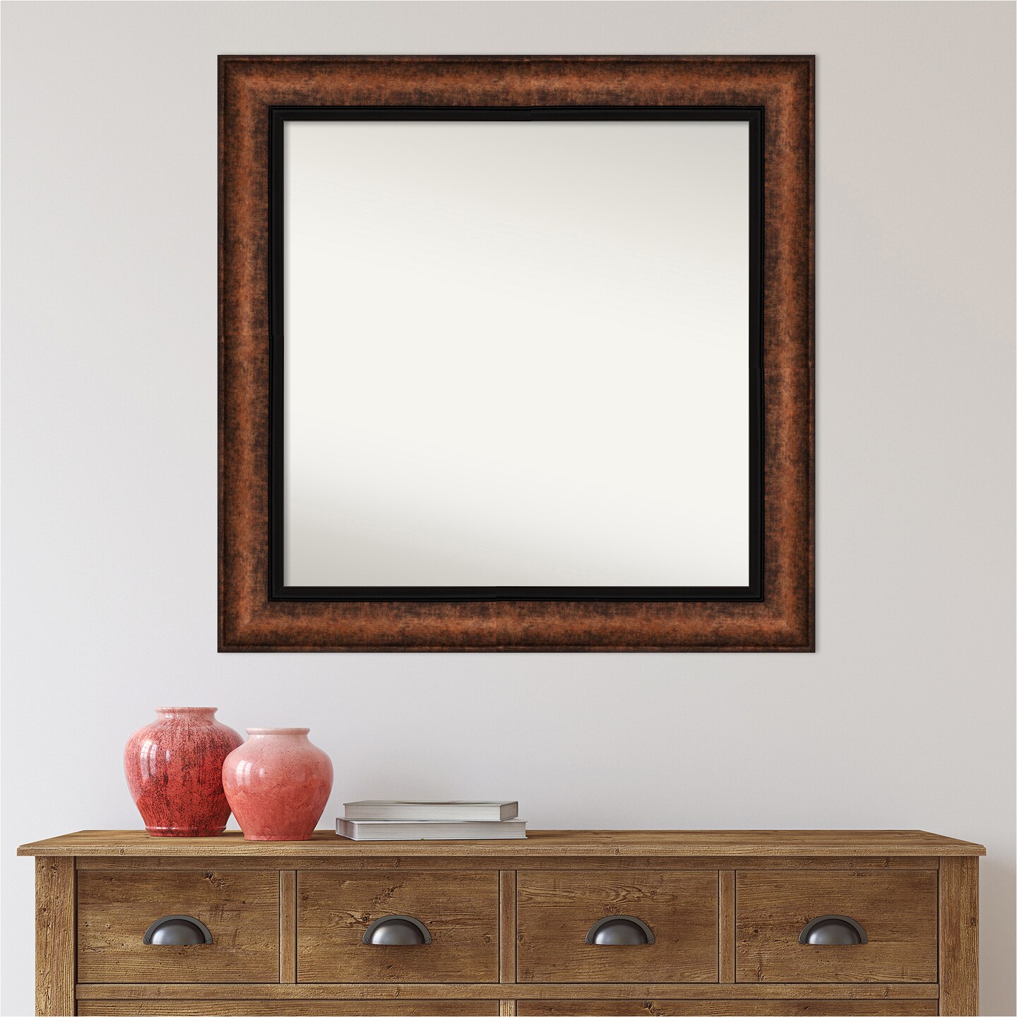 Amanti Art Non-Beveled Wall Mirror, Vogue Black Frame