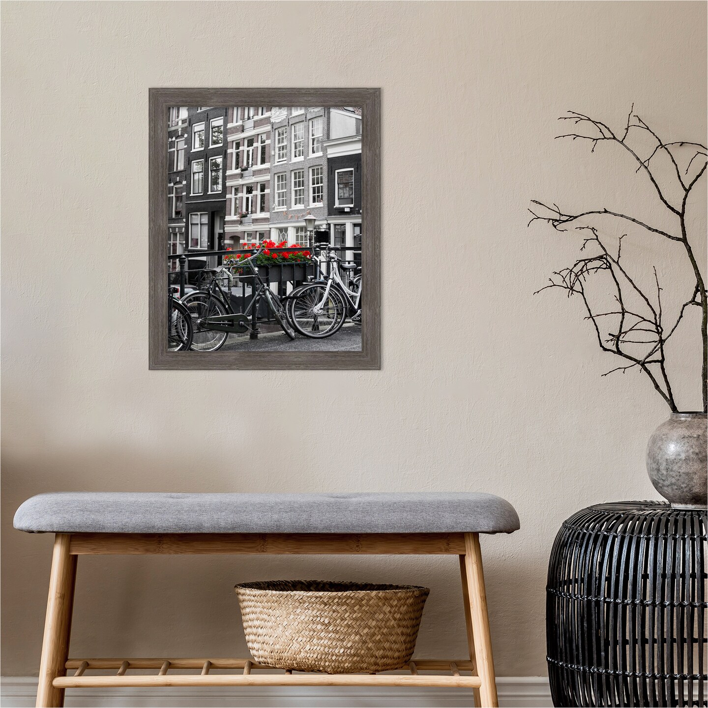 Pinstripe Lead Grey Wood Picture Frame