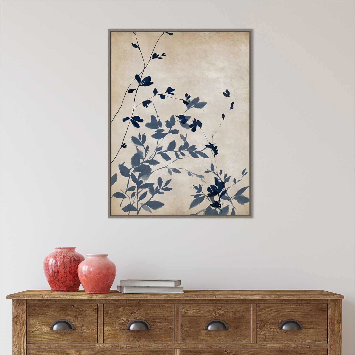 Indigo Leaves II by Isabelle Z Canvas Wall Art Print Framed