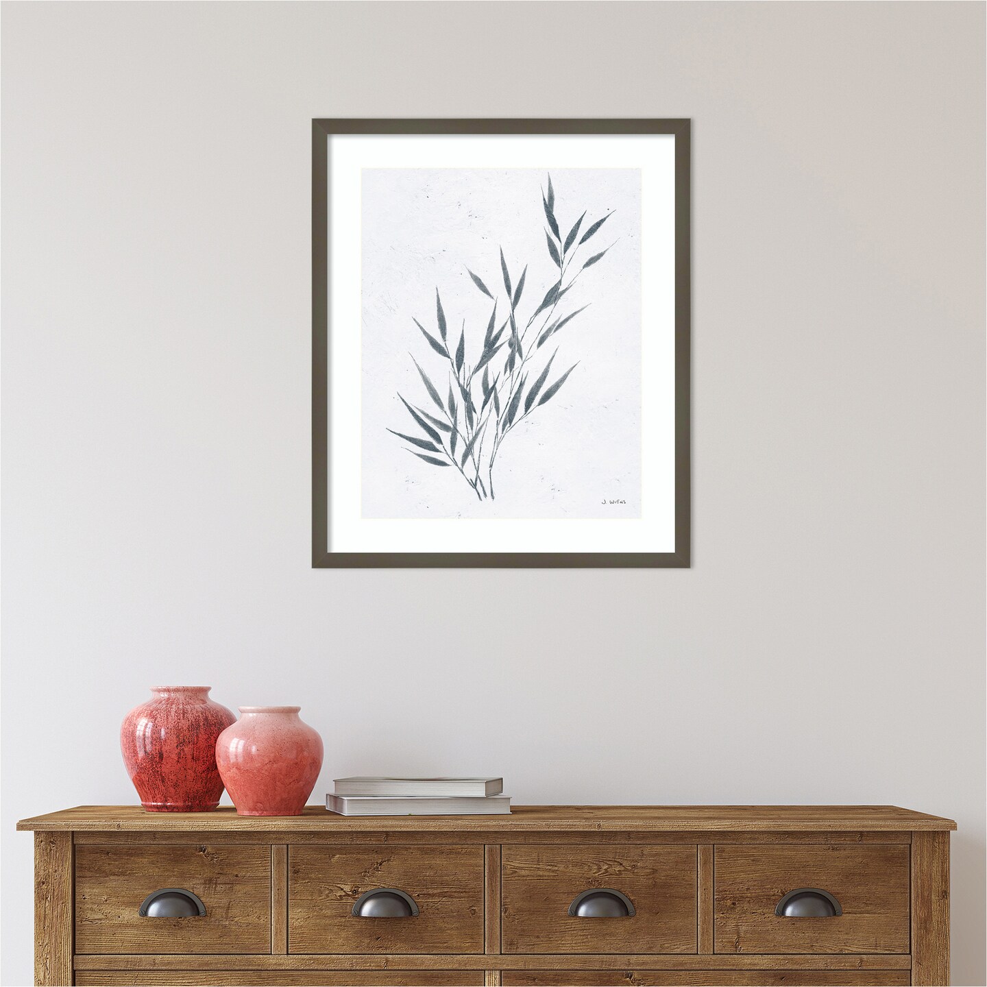 Soft Summer Plant Sketches III Blue by James Wiens Wood Framed Wall Art ...