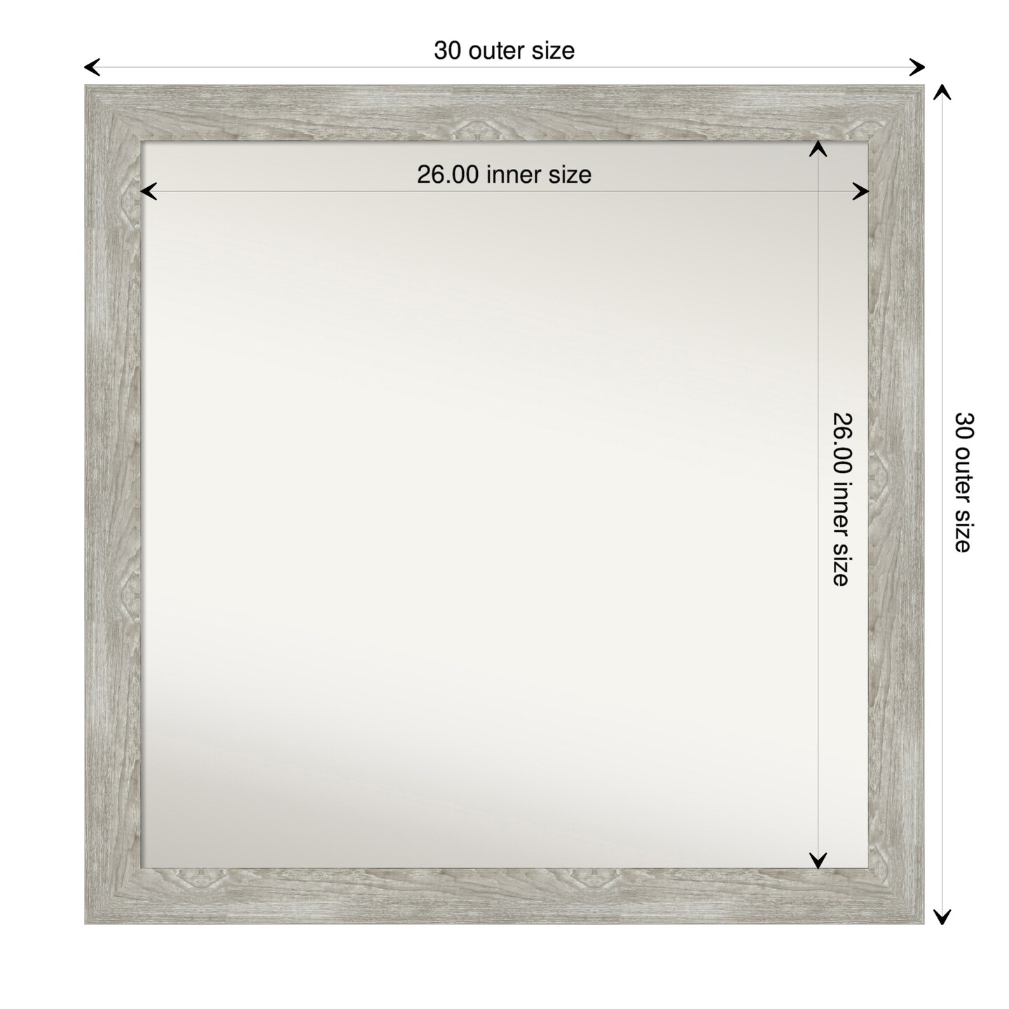 Amanti Art Non-Beveled Wall Mirror, Dove Greywash Narrow Frame