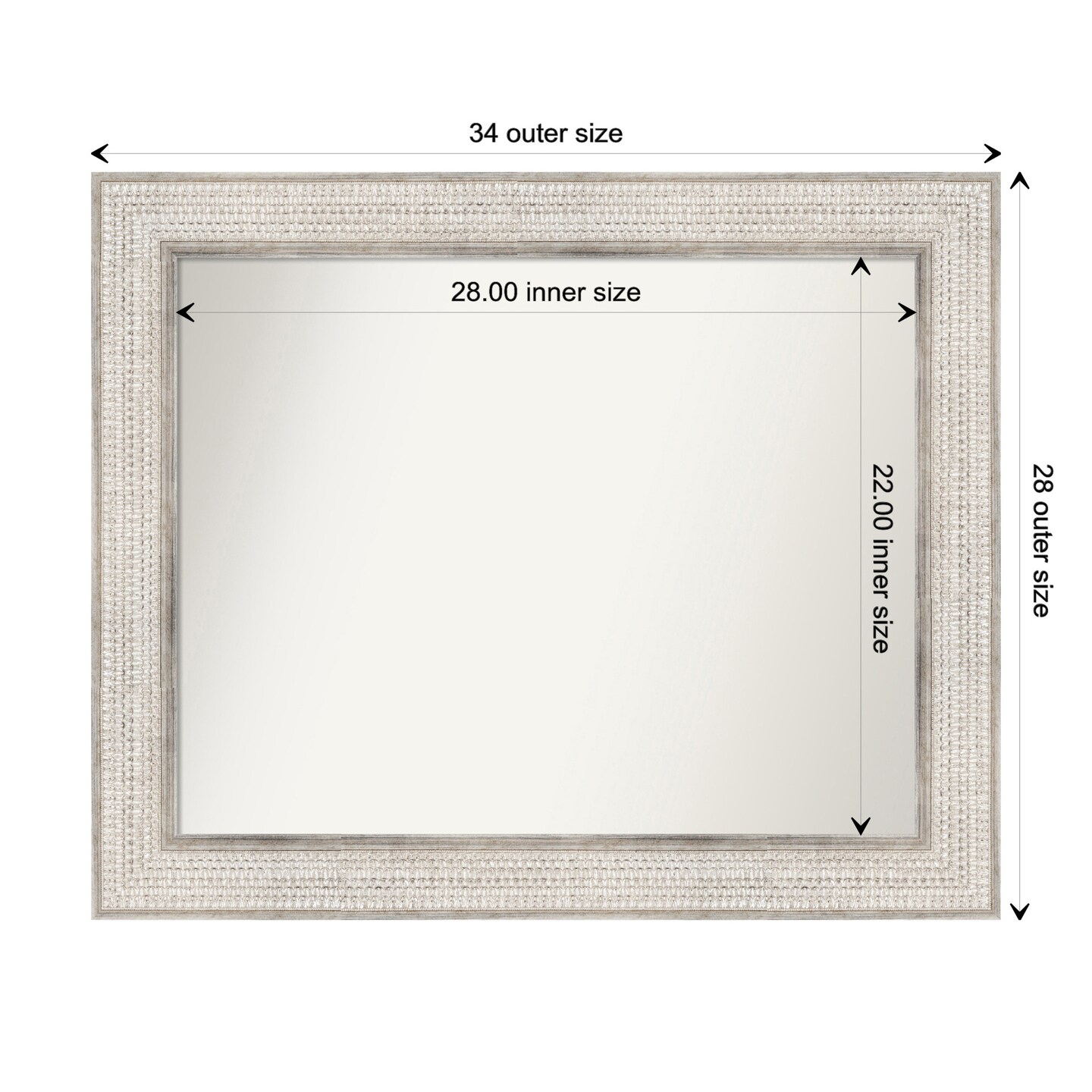 Amanti Art Non-Beveled Wood Wall Mirror, Trellis Silver Frame