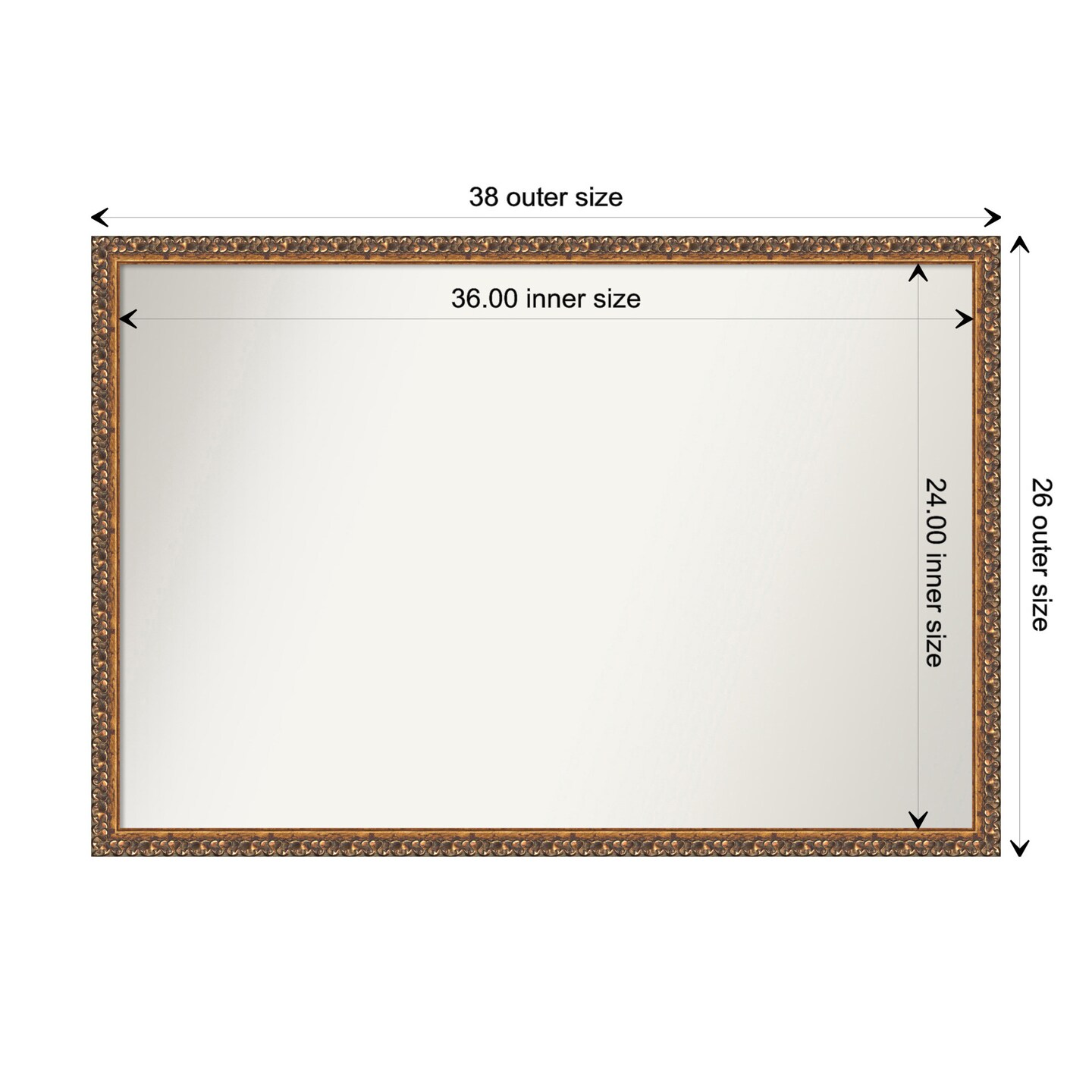 Amanti Art Non-Beveled Wood Wall Mirror, Antique Bronze Frame