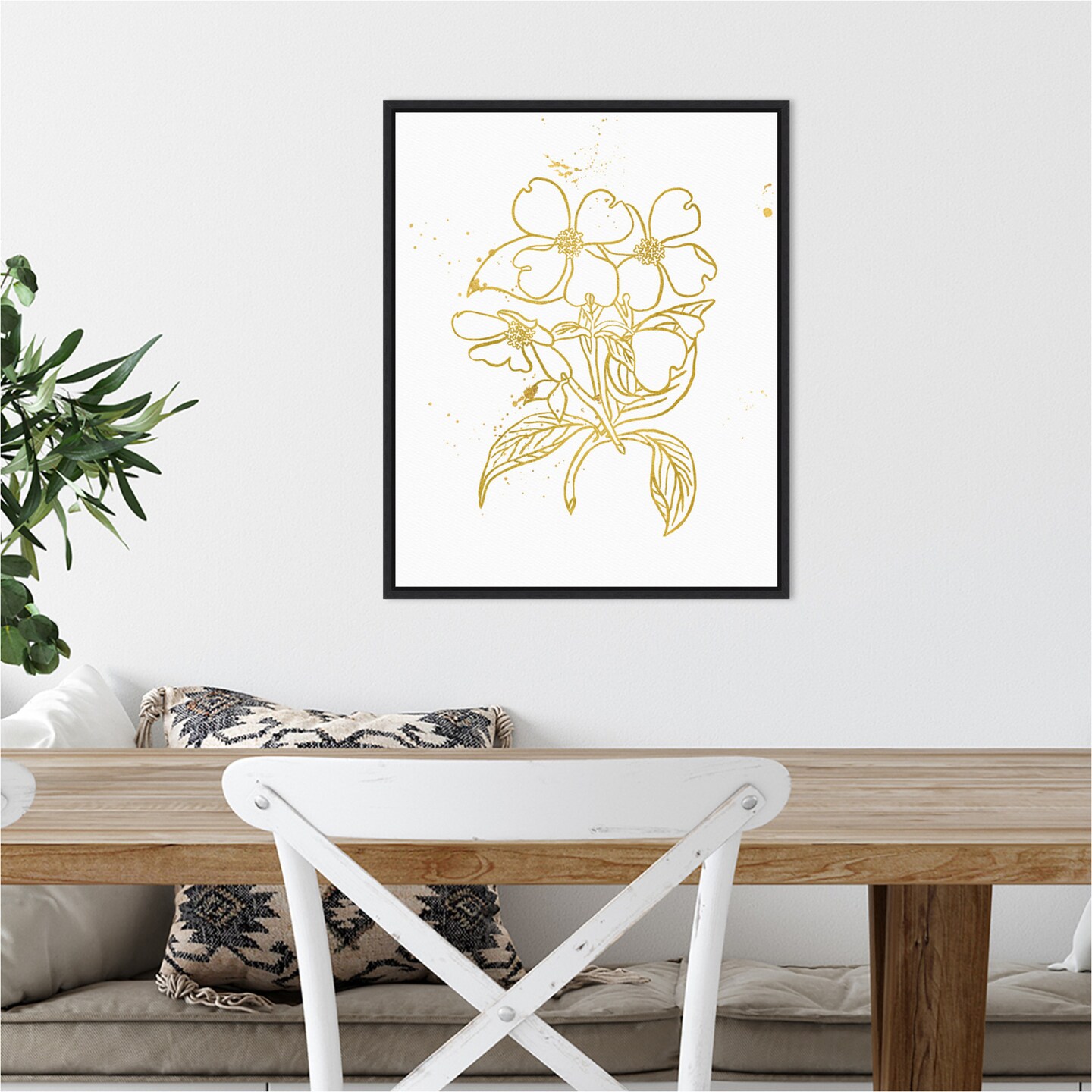 Gold Blooms III by Wild Apple Portfolio Canvas Wall Art Print Framed