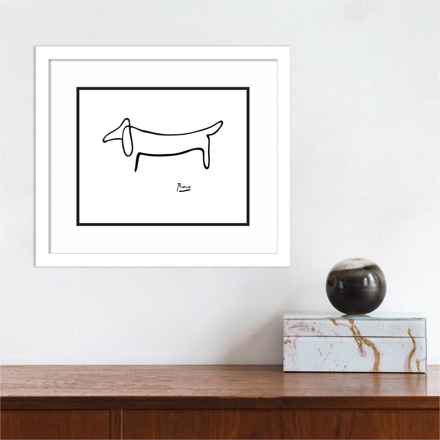 Le Chien (The Dog) by Pablo Picasso Wood Framed Wall Art Print