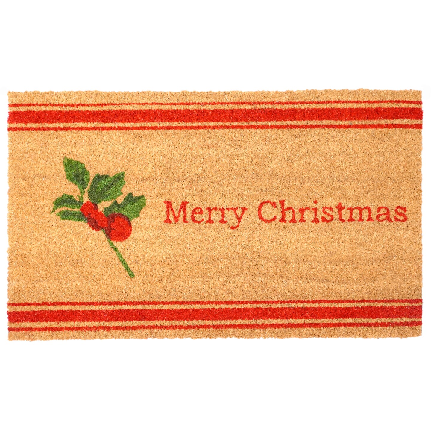 Merry Christmas Holly Berry Doormat
