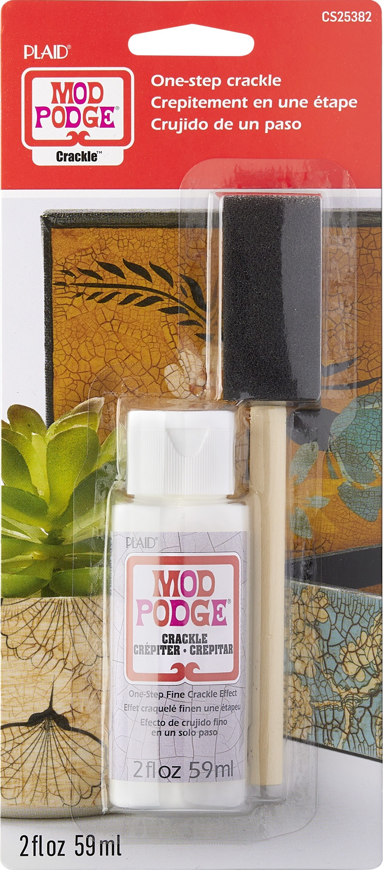 Mod Podge One Step Crackle Medium With Brush 2oz Carded Stencils Mod Podge One Step Crackle Medium With Brush 2oz Carded Stencils
