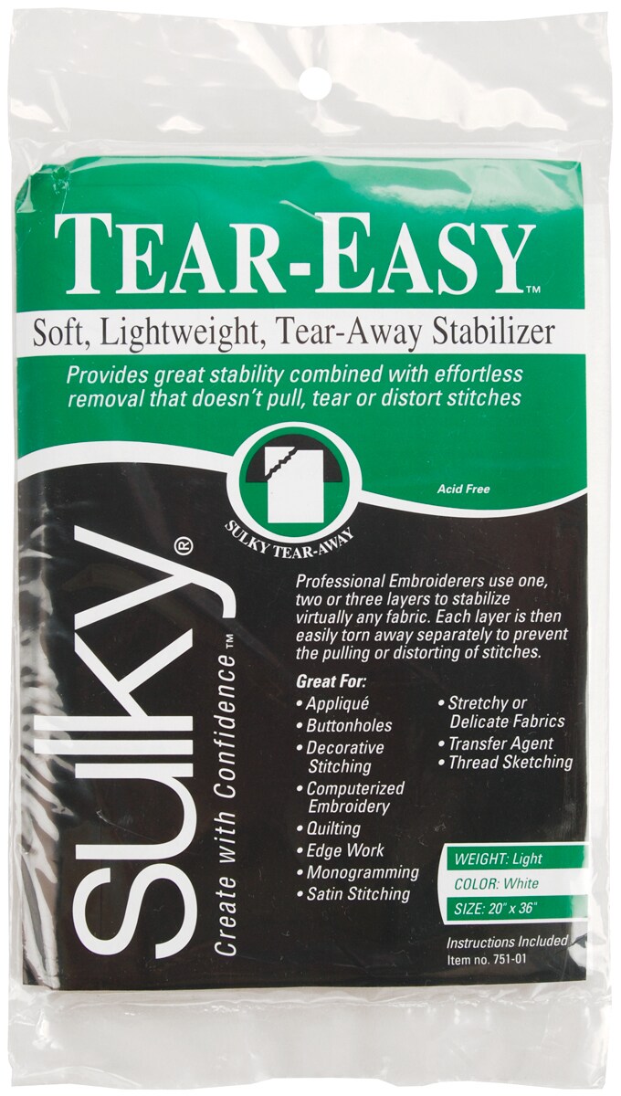 Sulky TearEasy Stabilizer20"X36" Fabrics Michaels