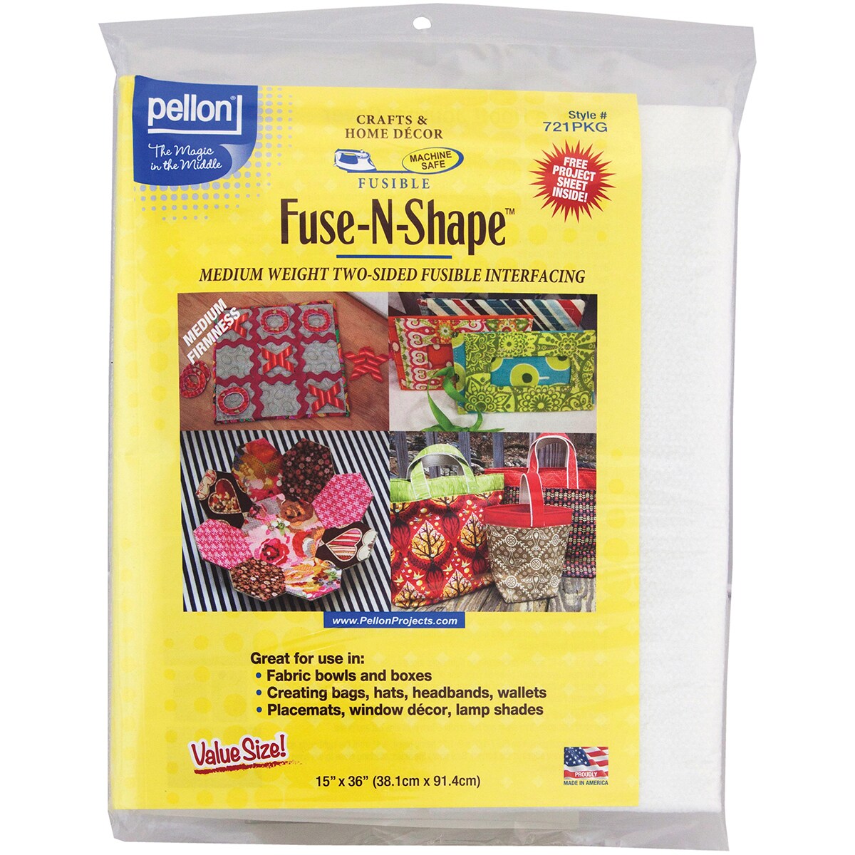 Pellon FuseNShape Mediumweight Fusible InterfacingWhite 15"X36