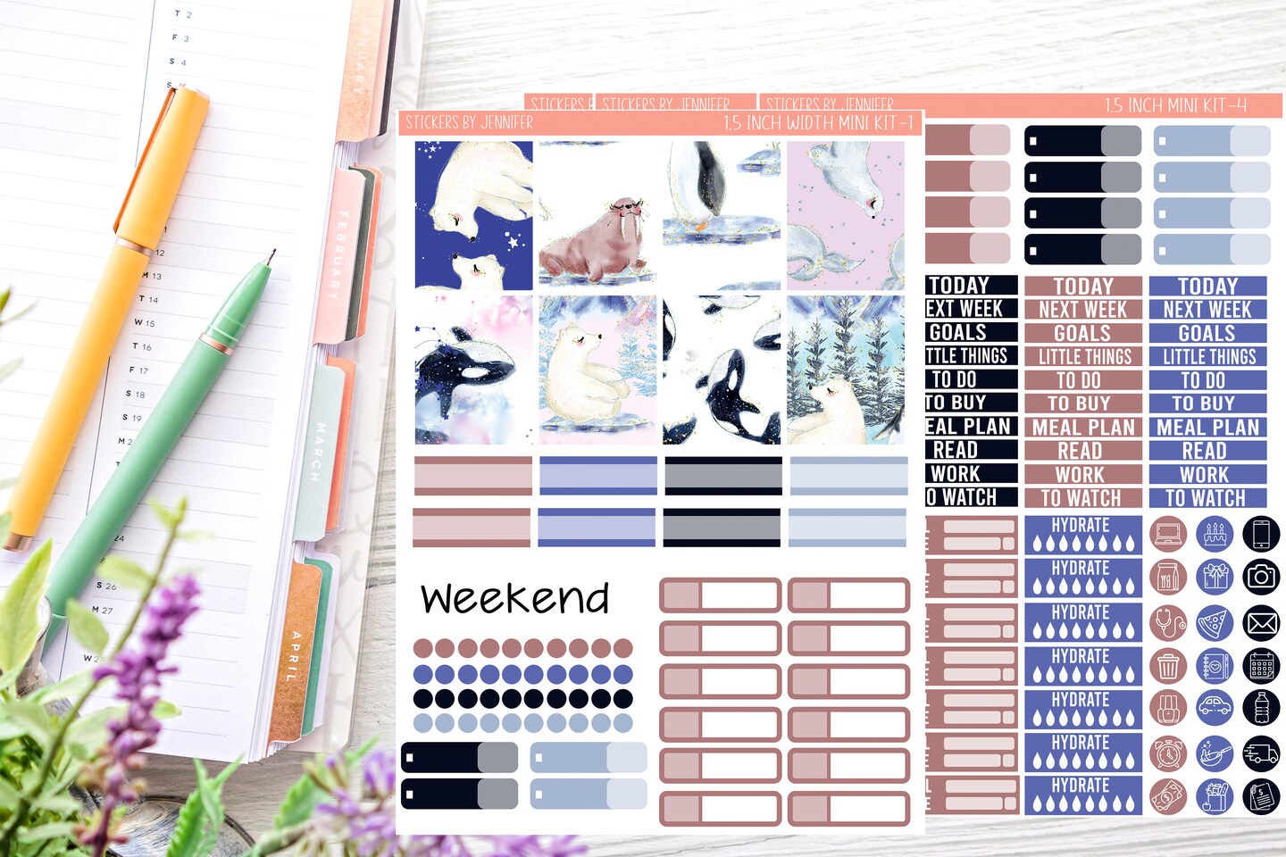 Artic Planner Sticker Kit (for 7x9 vertical planners)…