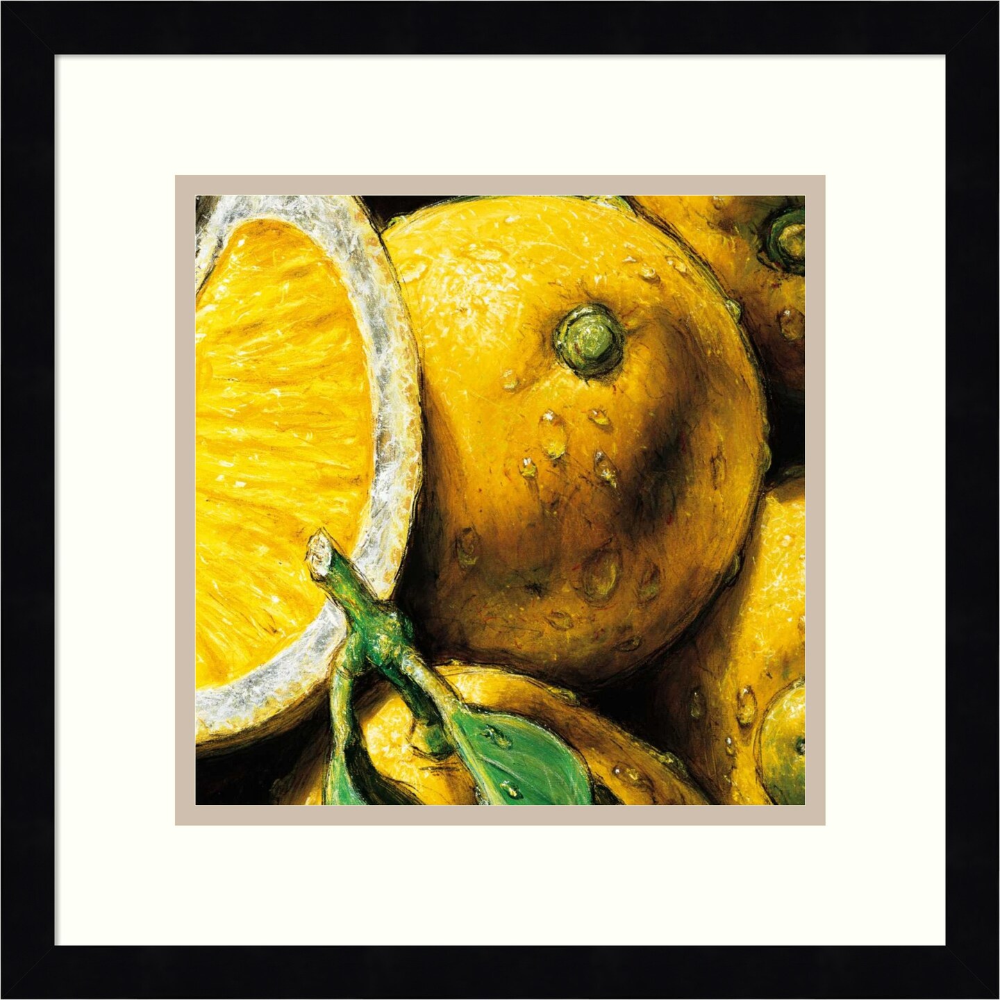 Lemons by Alma&#x27;Ch Wood Framed Wall Art Print 15 in. W x 15 in. H