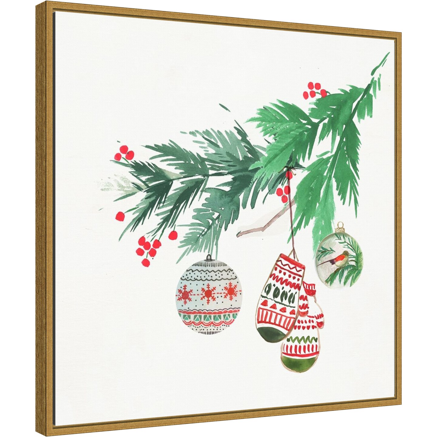 Christmas Morning by PI Studio 22-in. W x 22-in. H. Canvas Wall Art Print Framed in Gold