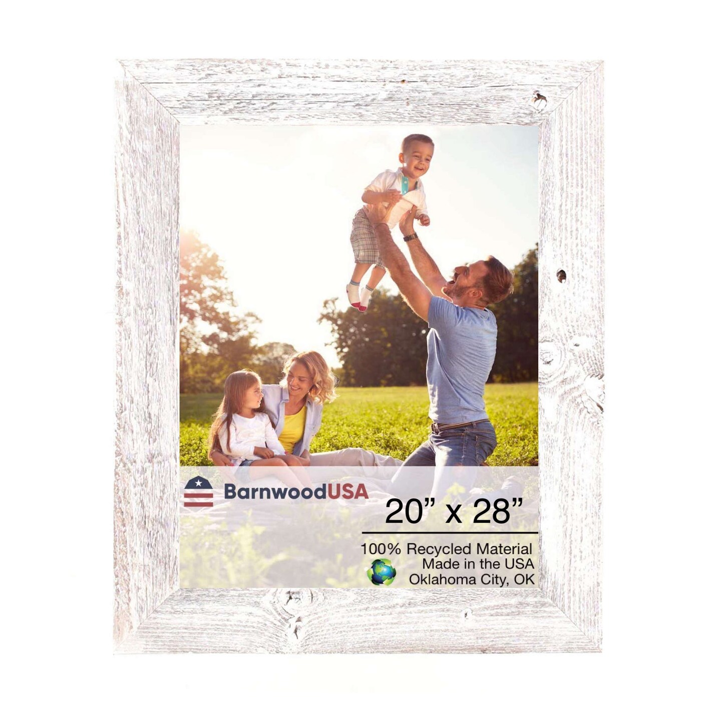 Rustic Farmhouse 20 in. x 28 in. Reclaimed Wood Picture Frame