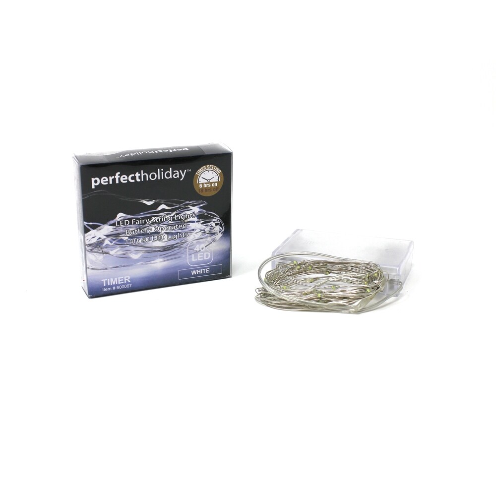 Perfect Holiday 40 LED Timer Silver Copper Fairy Light - White