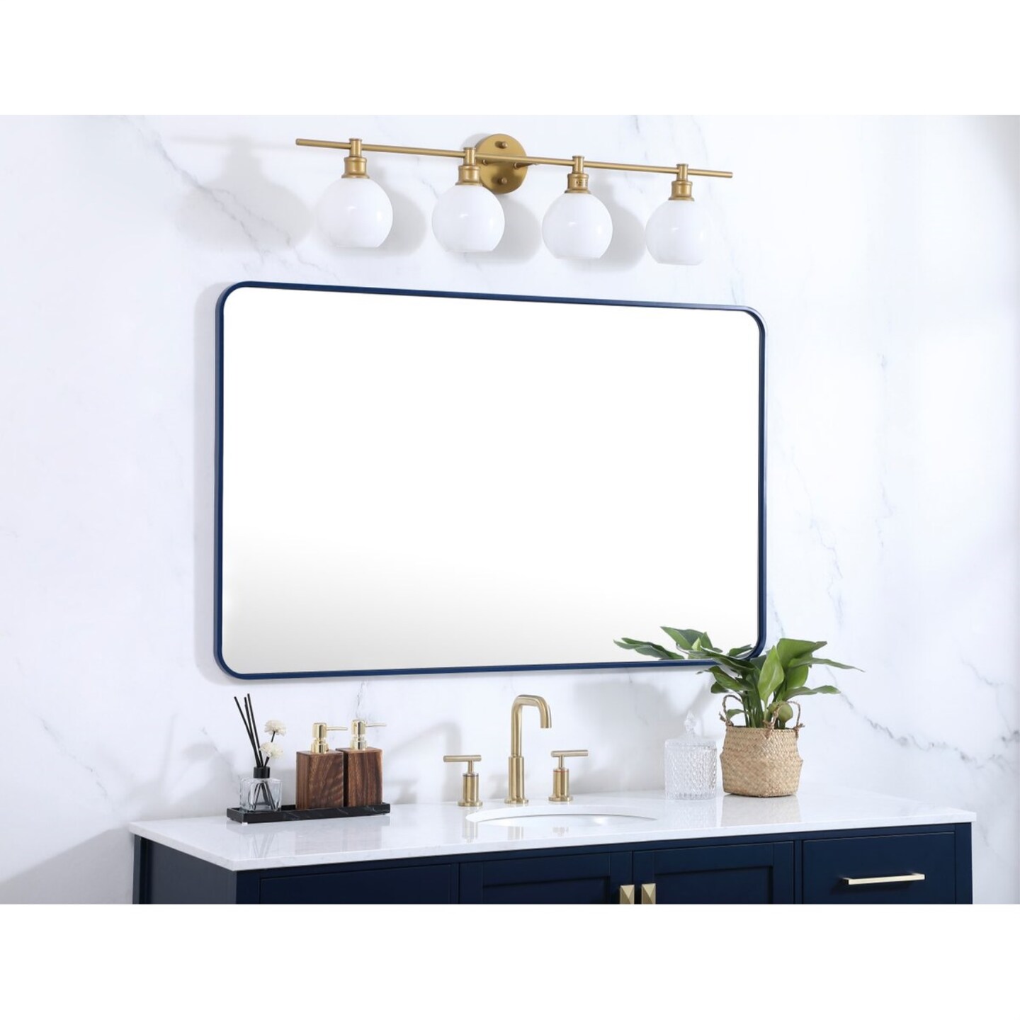 Soft corner metal rectangular mirror 30x48 inch in Blue Mirrors Michaels