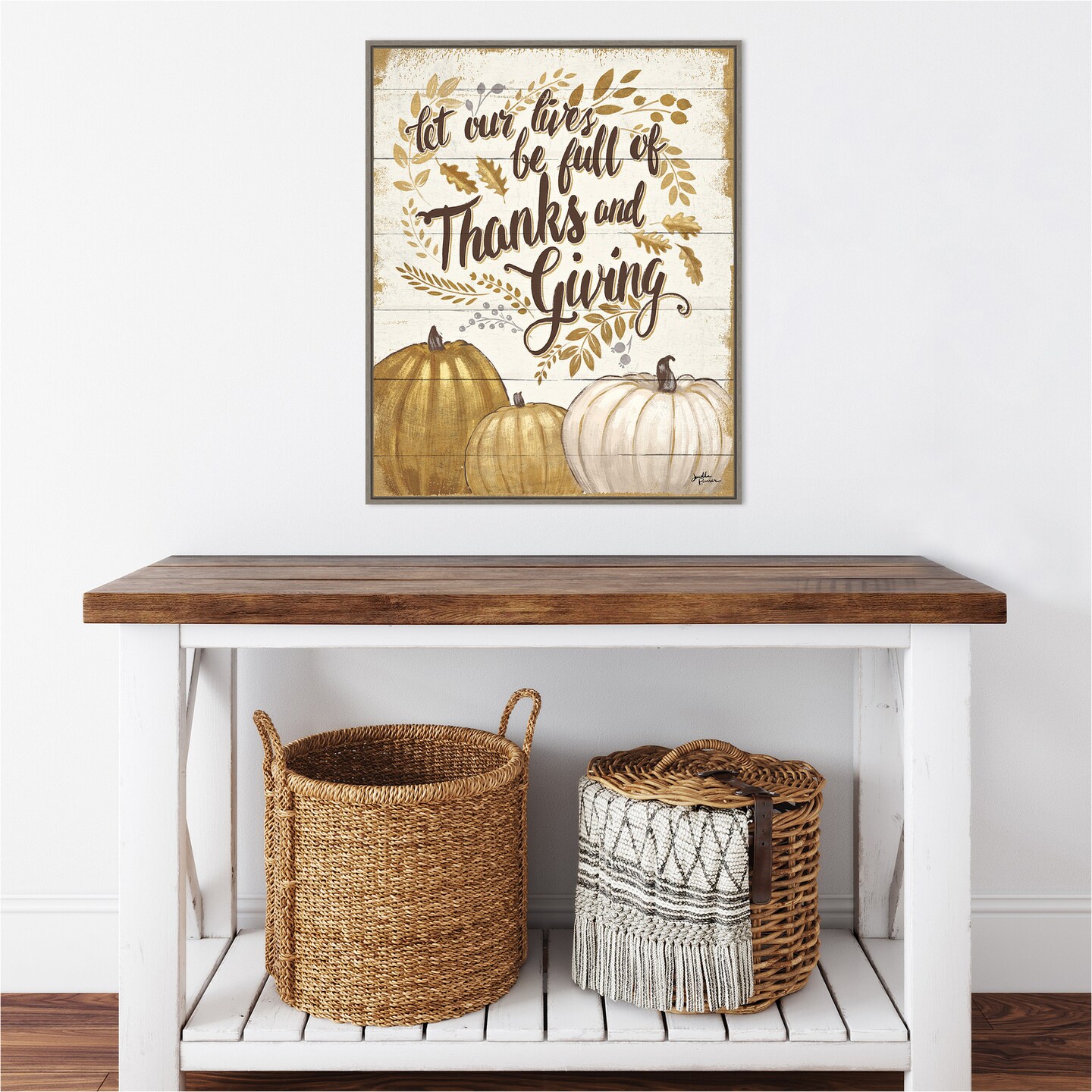 Grateful Season IV by Janelle Penner 23-in. W x 28-in. H. Canvas Wall Art Print Framed in Grey