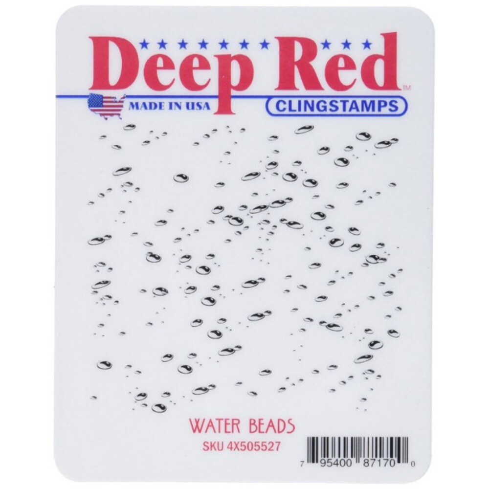Deep Red Stamps Water Beads Rubber Stamp 3 x 3  inches
