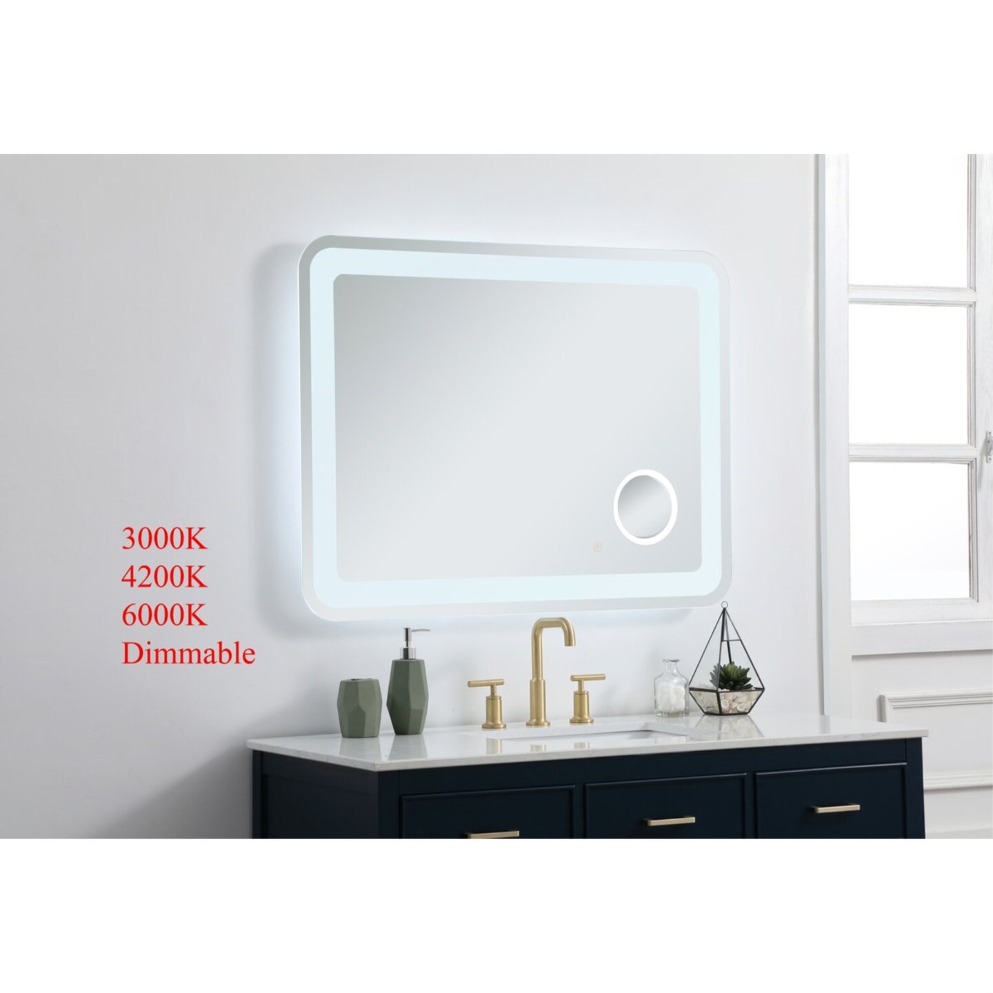 Lux 30in x 40in Hardwired LED mirror with magnifier and color changing ...