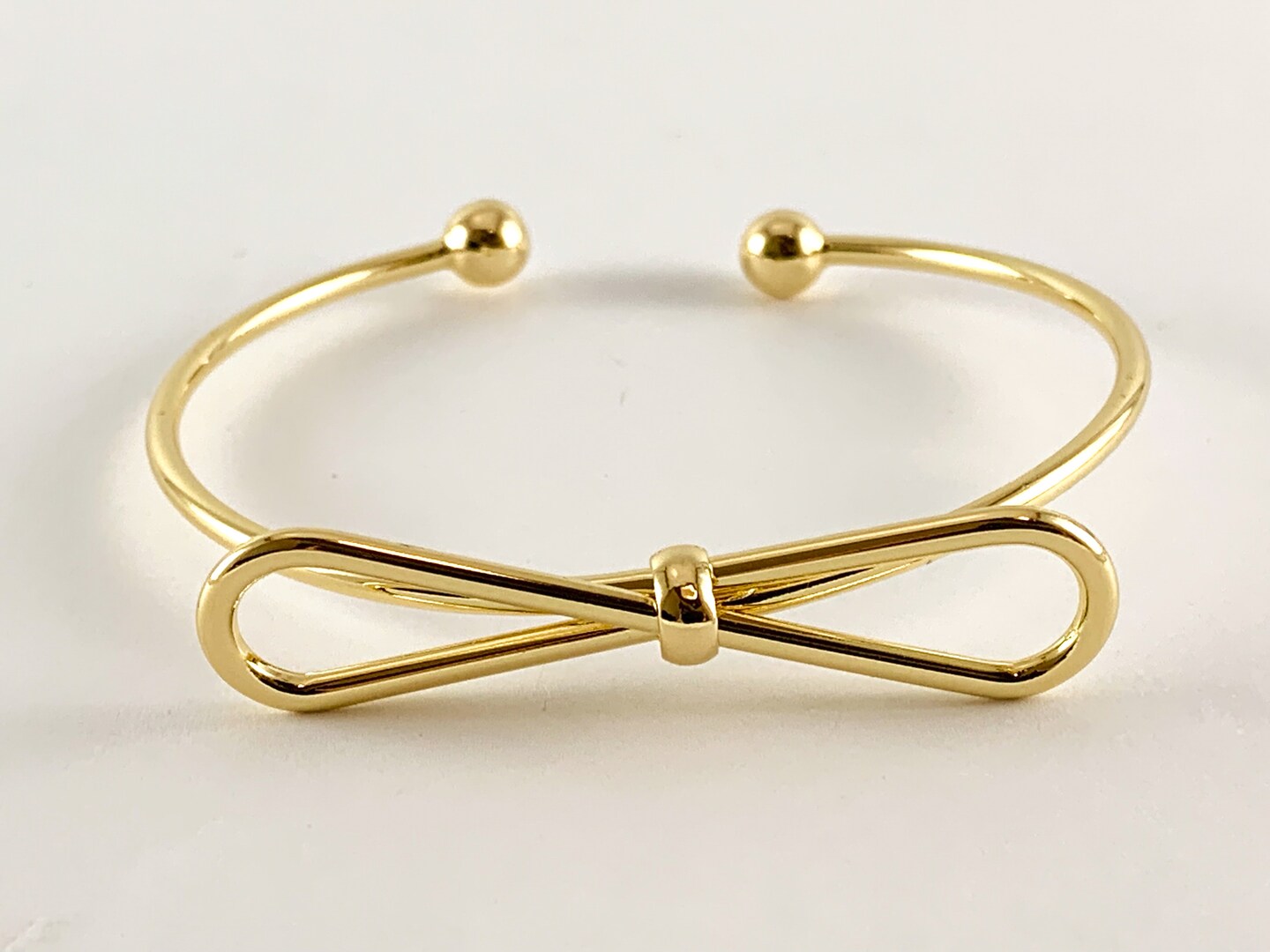 Real Gold 18K Plated Copper Bow Tie Adjustable Bracelet Cuffs 1 pc