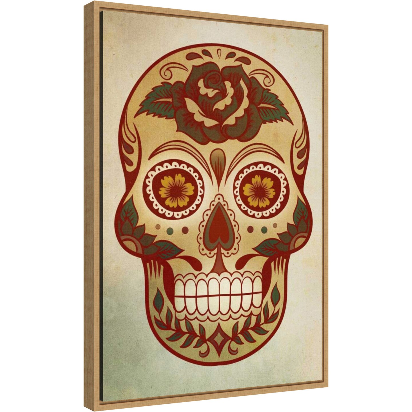 Day of the Dead Skull I by PI Gallerie 16-in. W x 23-in. H. Canvas Wall Art Print Framed in Natural