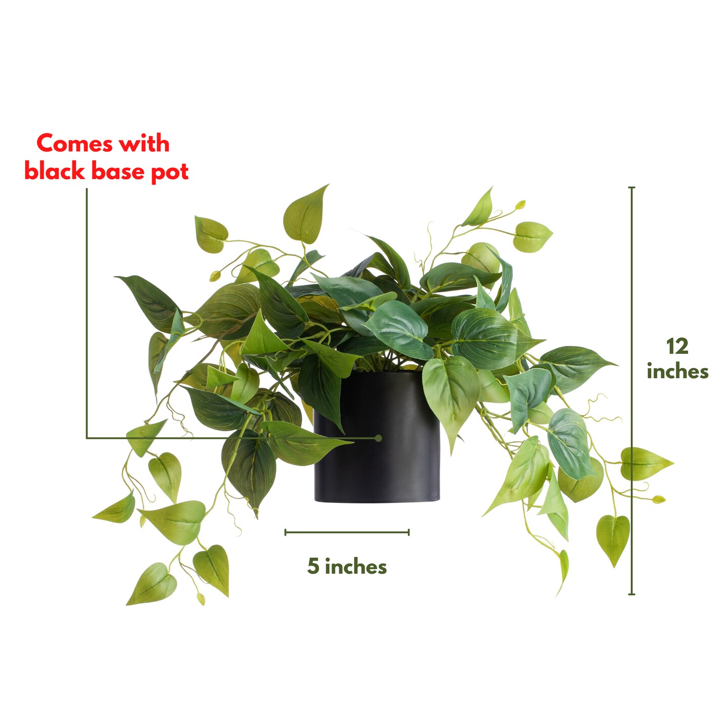Faux Artificial Ivy Foliage Plant in Black Ceramic Pot (2 Pack)