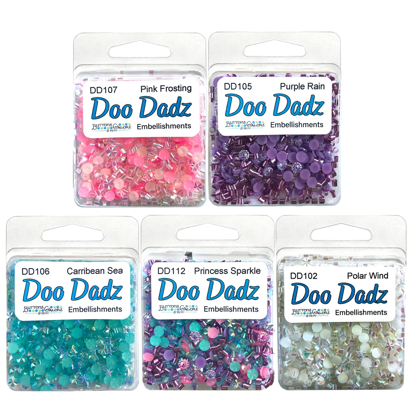 Buttons Galore Doo Dadz Embellishments, Flat Back Crystal Diamond Gems & Iridescent Sprinkles – Sassy