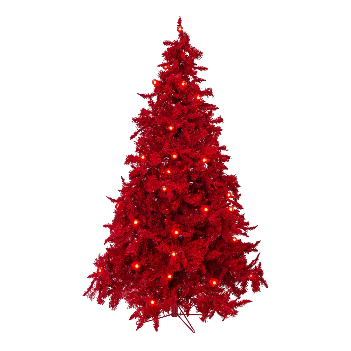 Perfect Holiday Pre-lit Ruby Red Flocked Christmas Tree