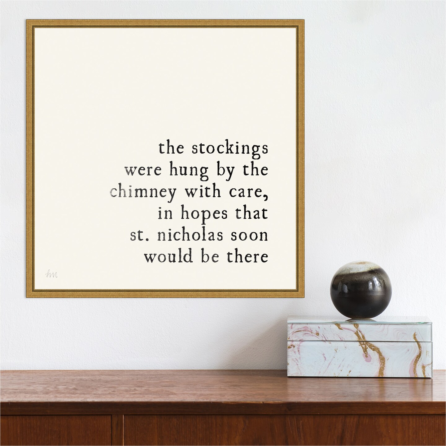 Simple Christmas II Cream by Laura Marshall Canvas Wall Art Print Framed