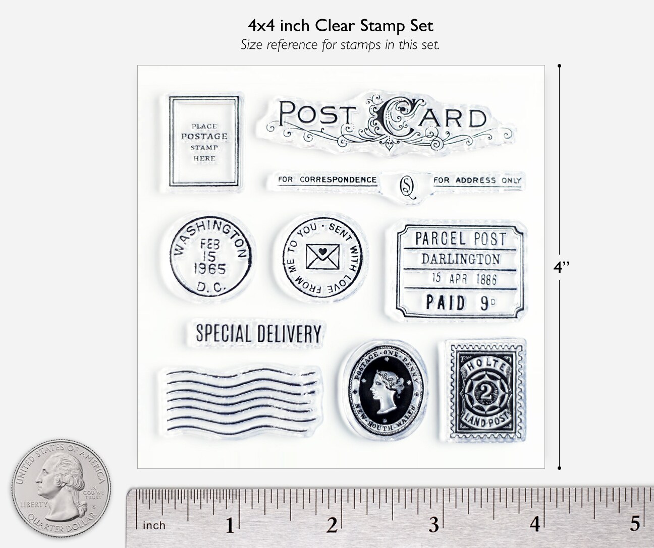 Special Delivery and Postcard Clear Stamp Set 4x4 inch by Wintertime Crafts