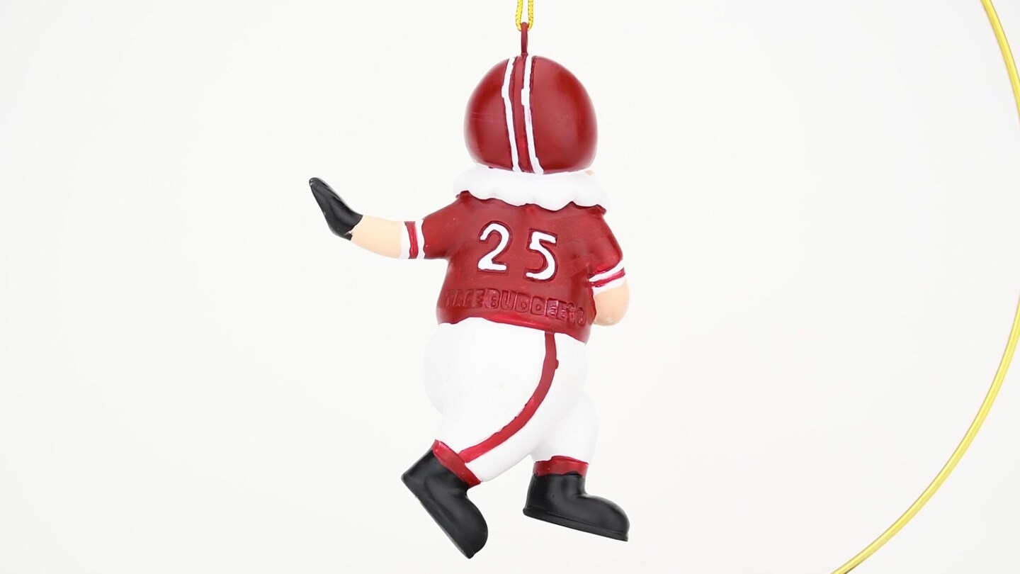 Touchdown Santa Christmas Sports Football Ornament (Dark Red &#x26; White)