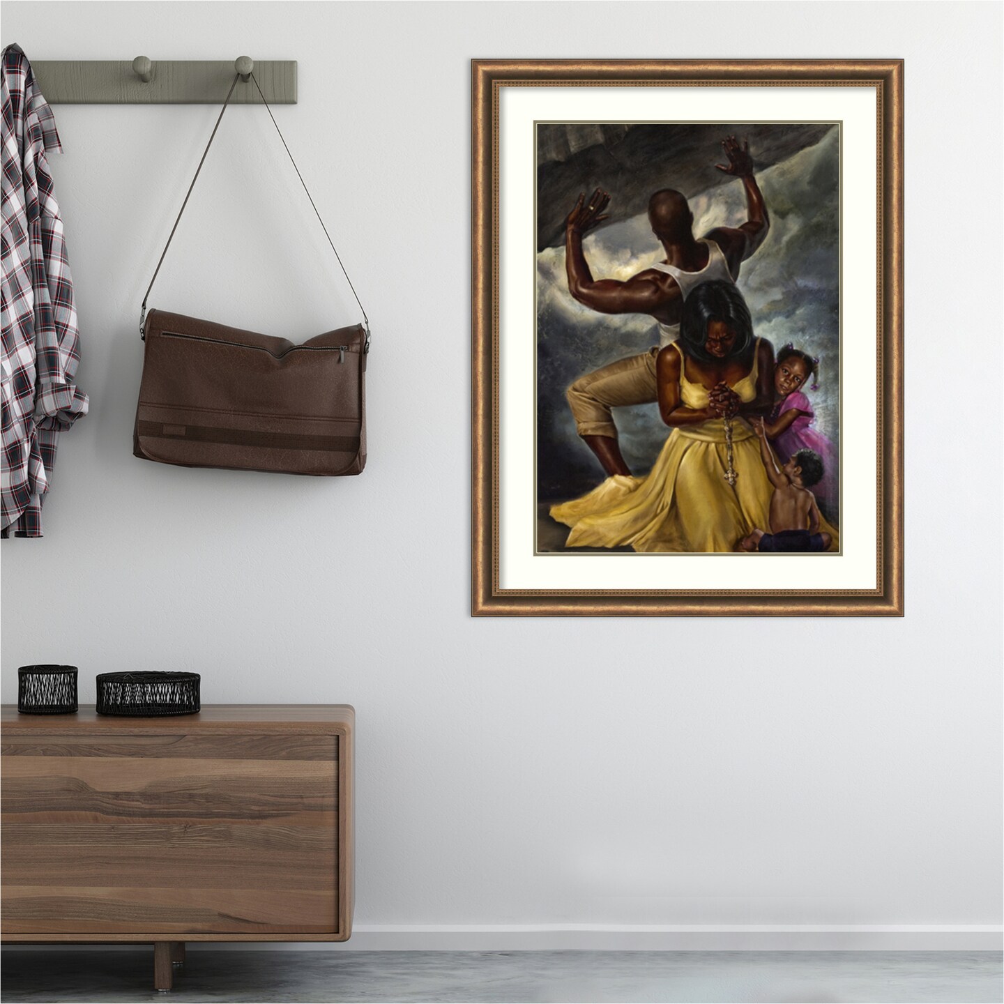 Behind Every Great Man by Wak - Kevin A. Williams Wood Framed Wall Art Print 34 in. W x 44 in. H