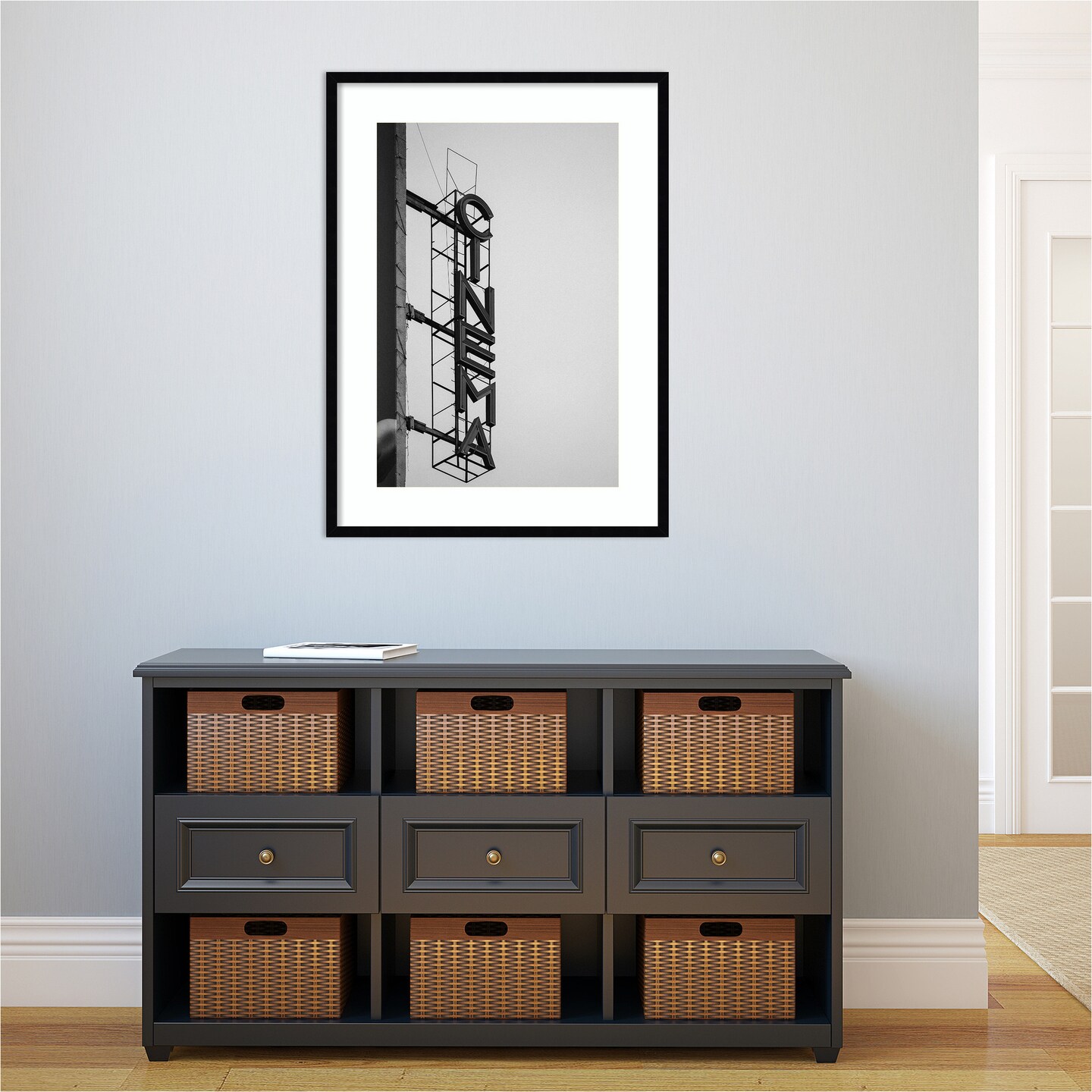 Cinema Marquee Sign by Design Fabrikken Wood Framed Wall Art Print