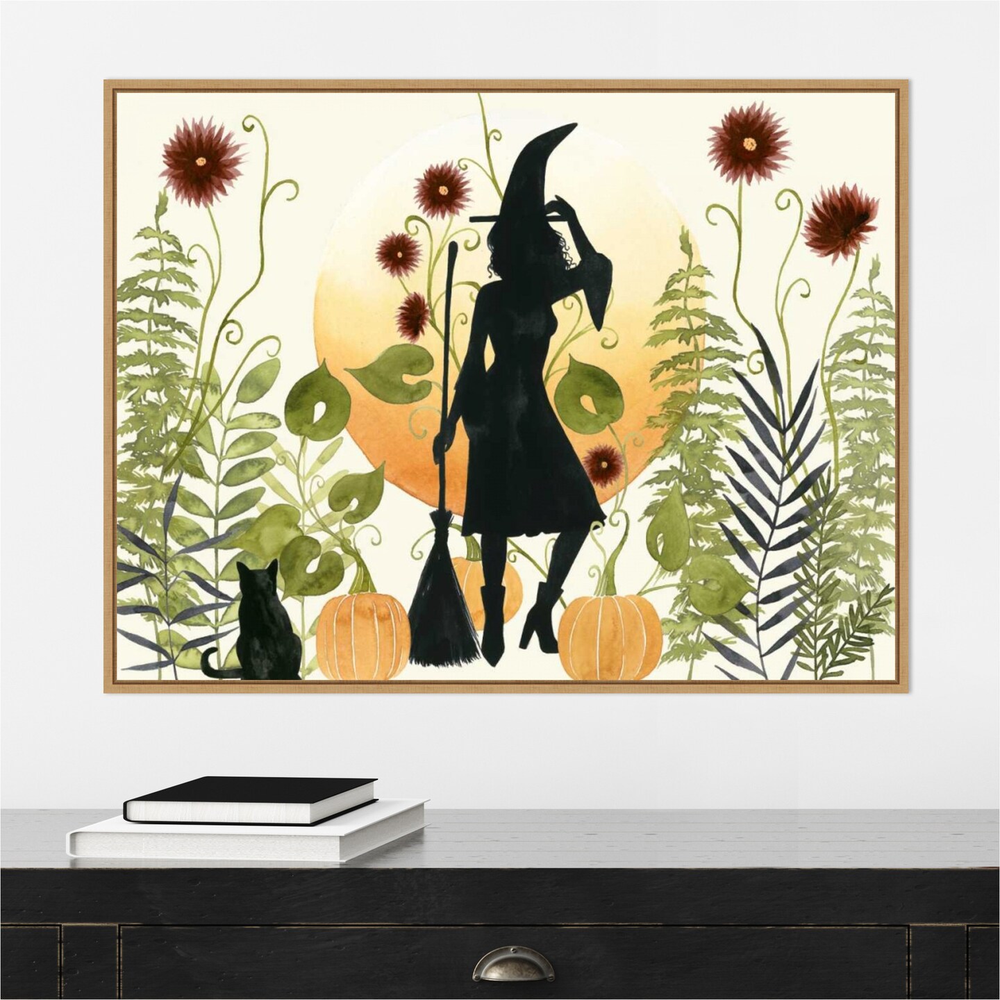 The Witchs Garden II by Grace Popp 30-in. W x 23-in. H. Canvas Wall Art Print Framed in Natural