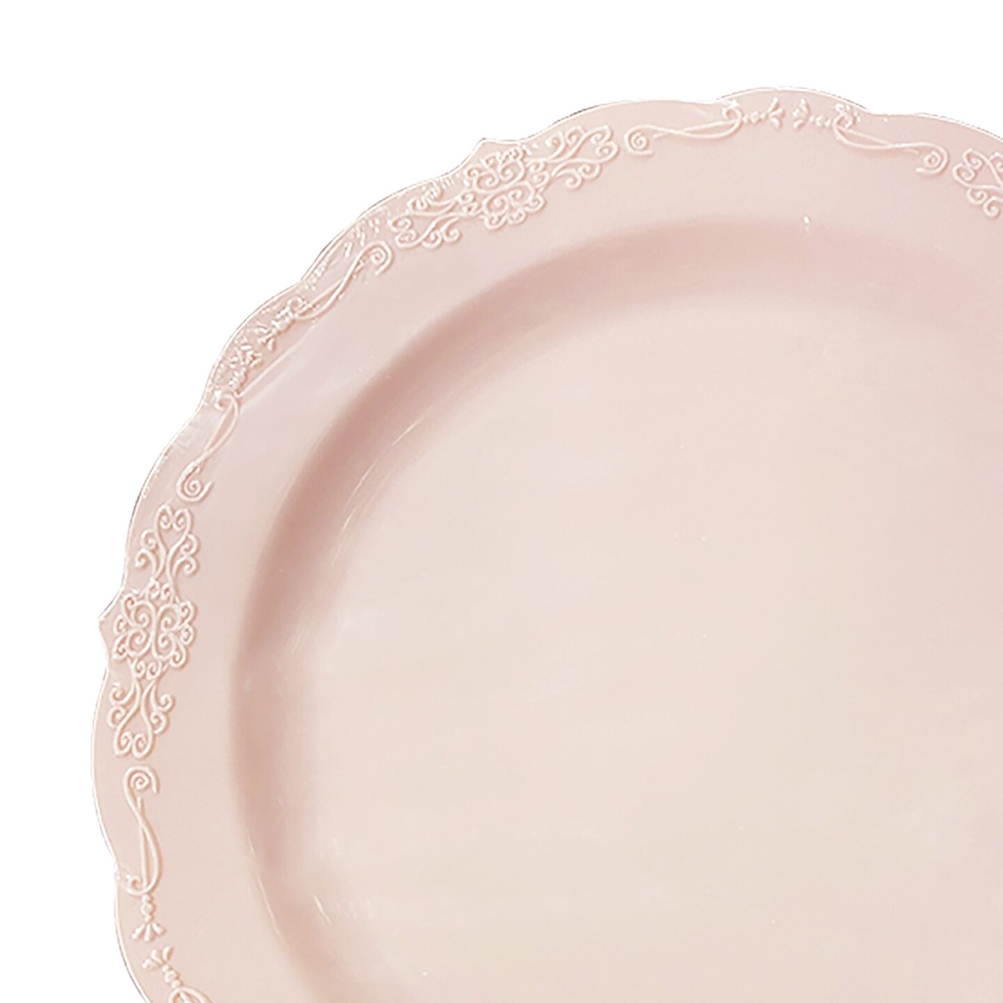 Pink Vintage Round Disposable Plastic Dinner Plates - 10&#x22; (120 Plates)
