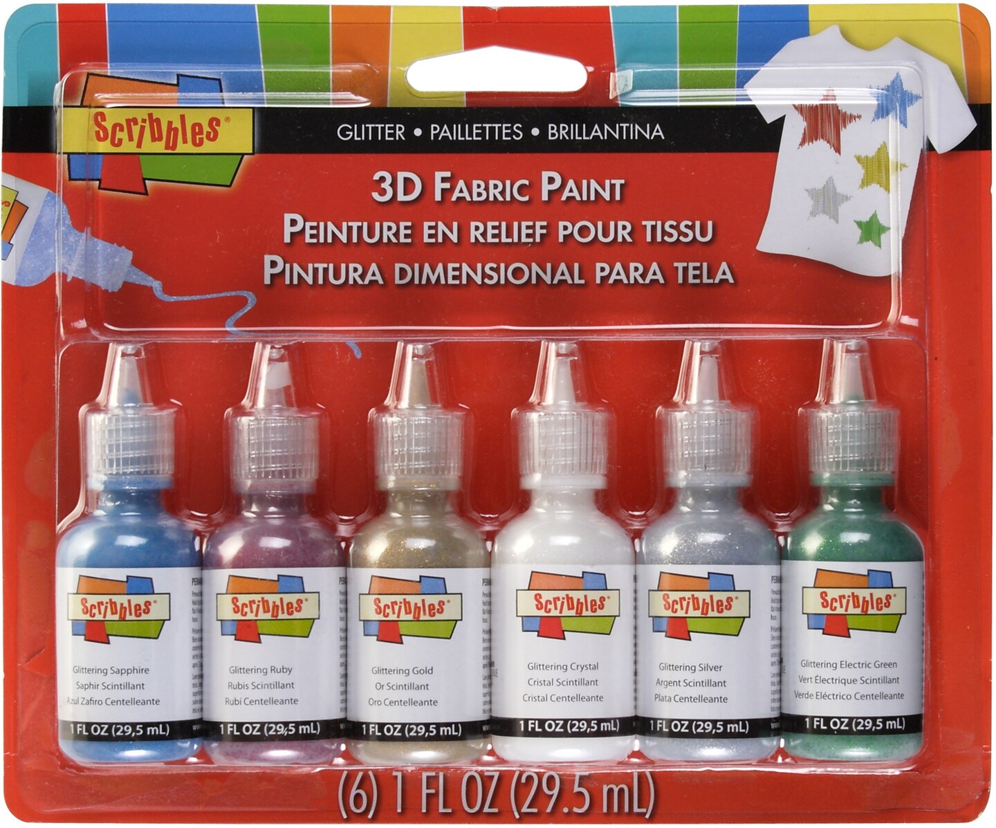 Scribbles 3D Fabric Paints 1oz 6/Pkg Fabric Paint Michaels