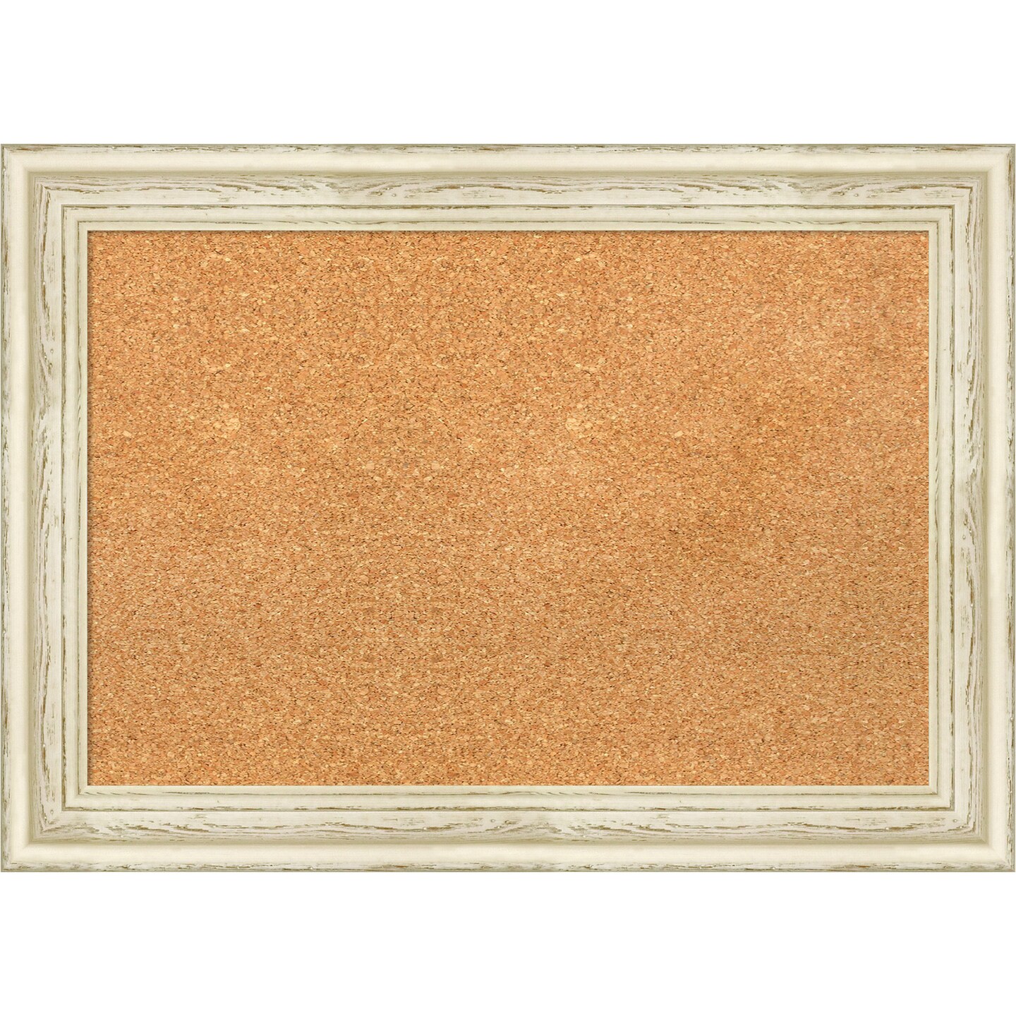 Cork Board, Country White Wash Wood Frame Bulletin Board