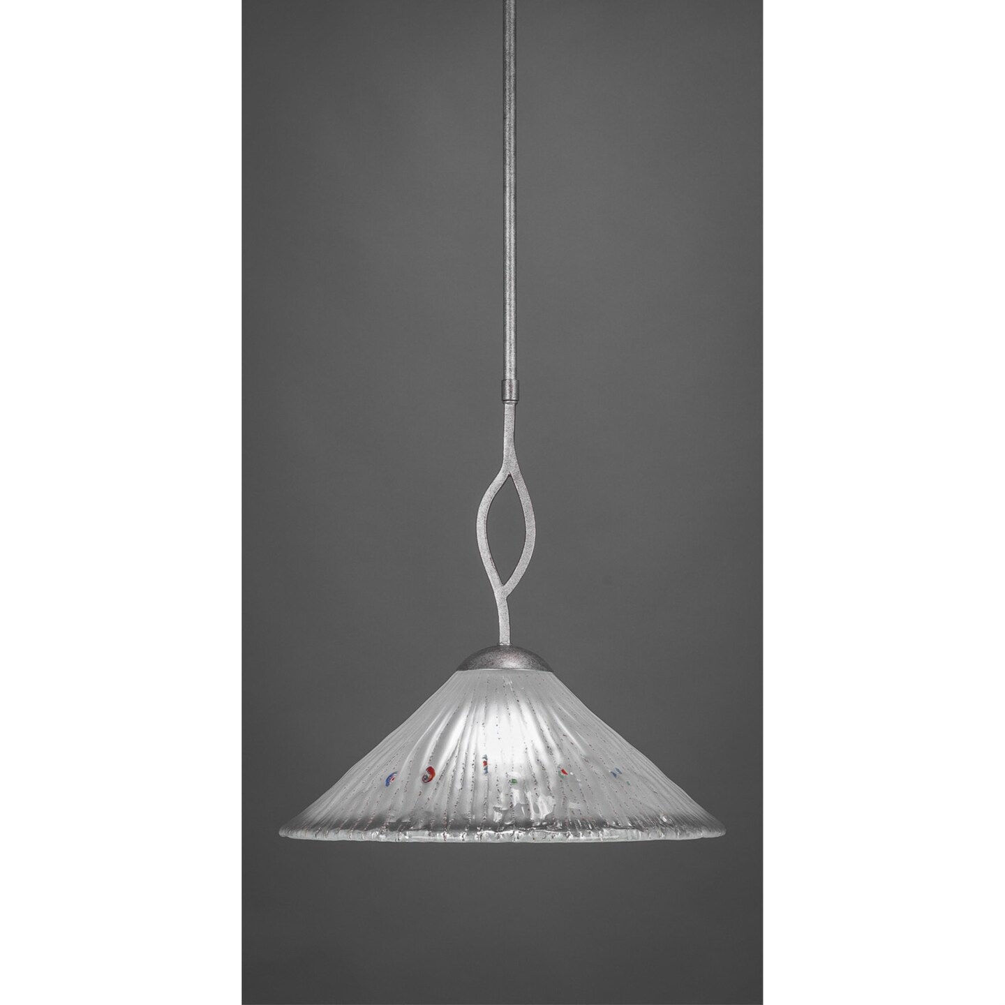 Revo Pendant Shown In Aged Silver Finish With 16 Frosted Crystal Glass