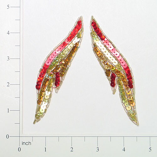 Fire Flame Sequin Applique/Patch Pack of 2