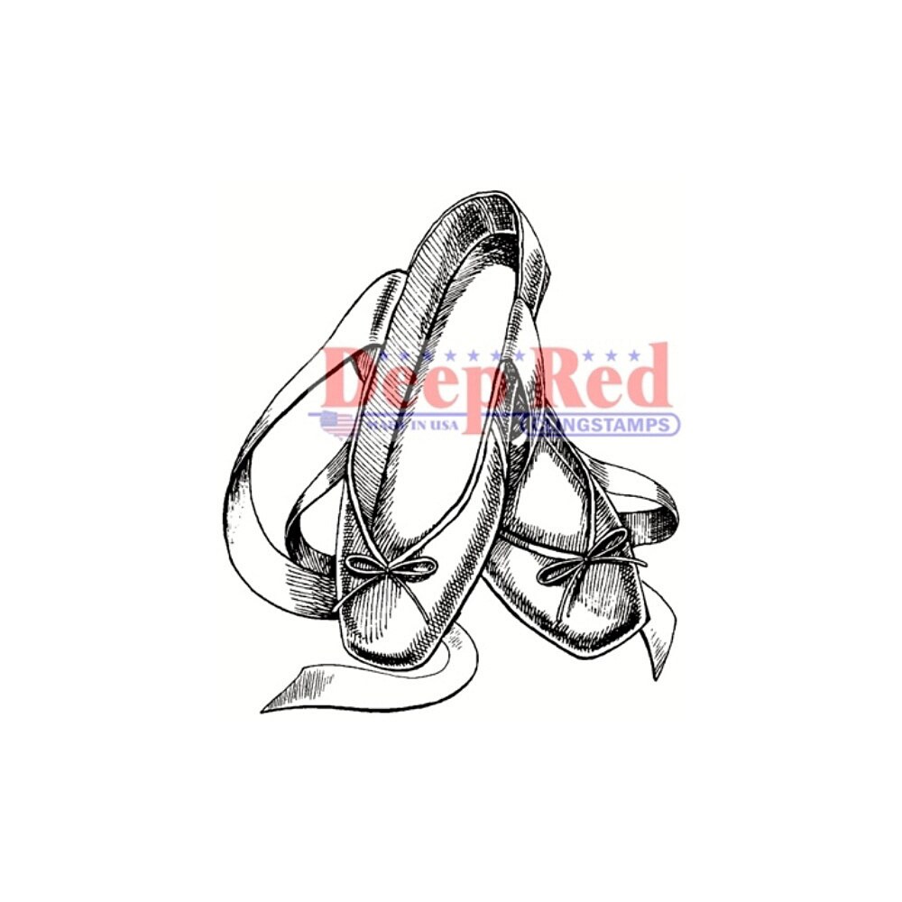 Deep Red Stamps Ballet Slippers Rubber Cling Stamp 1.8 x 2 inches