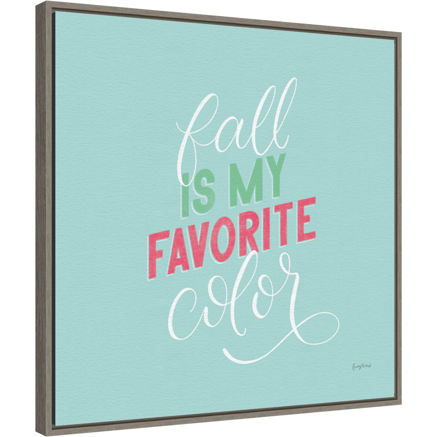 Autumn Sayings I by Becky Thorns 22-in. W x 22-in. H. Canvas Wall Art Print Framed in Grey