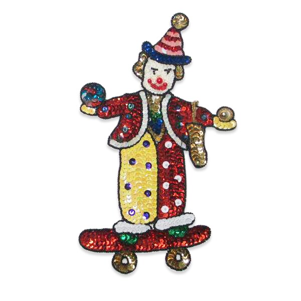 9 1/2&#x22; x 5 3/4&#x22; Juggler On Skateboard Sequin Applique/Patch