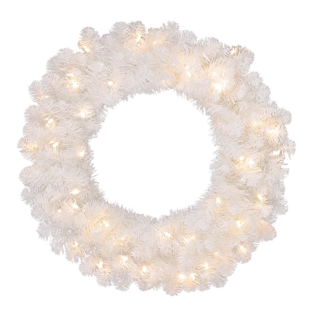 Perfect Holiday 30&#x22; Pre-Lit Christmas Crystal White Wreath