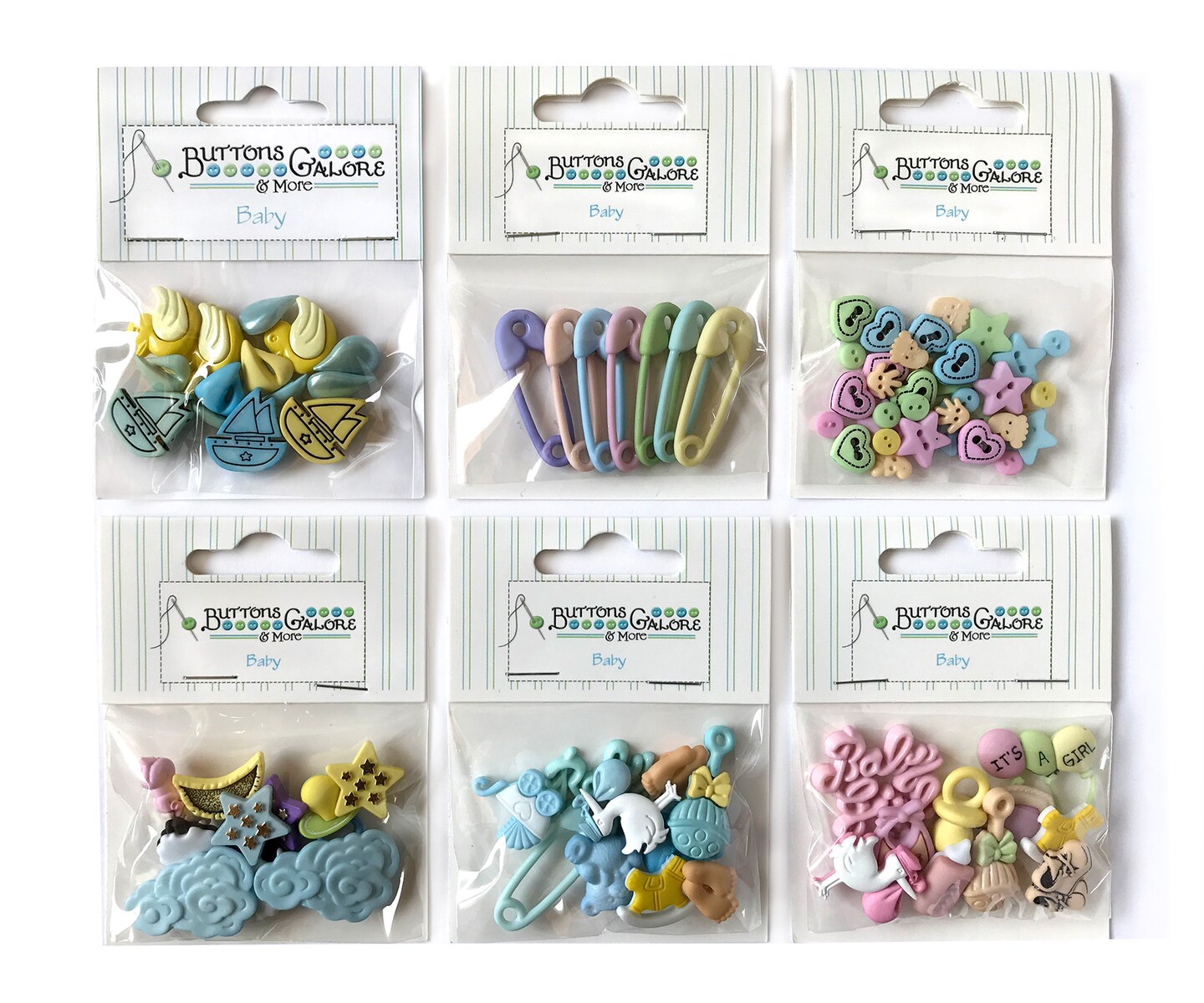 Buttons Galore 50+ Assorted Baby Buttons - Bundle of 6 Different Sets of Baby Themed Buttons