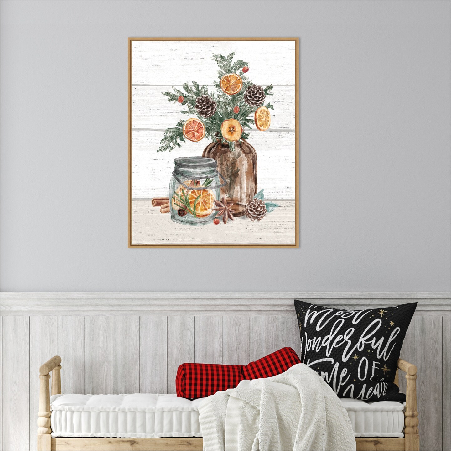 Seasonal Market II by Mary Urban 23-in. W x 28-in. H. Canvas Wall Art Print Framed in Natural