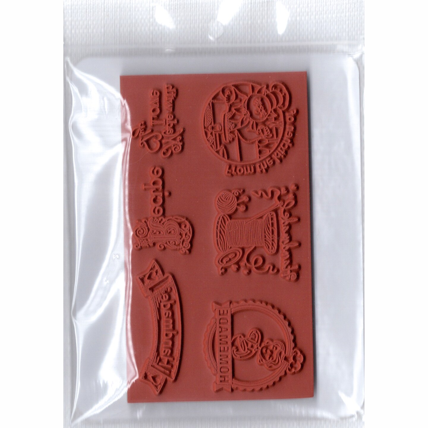 Deep Red Stamps Hand and Home Made Rubber Cling Stamp 4 x 2 inches