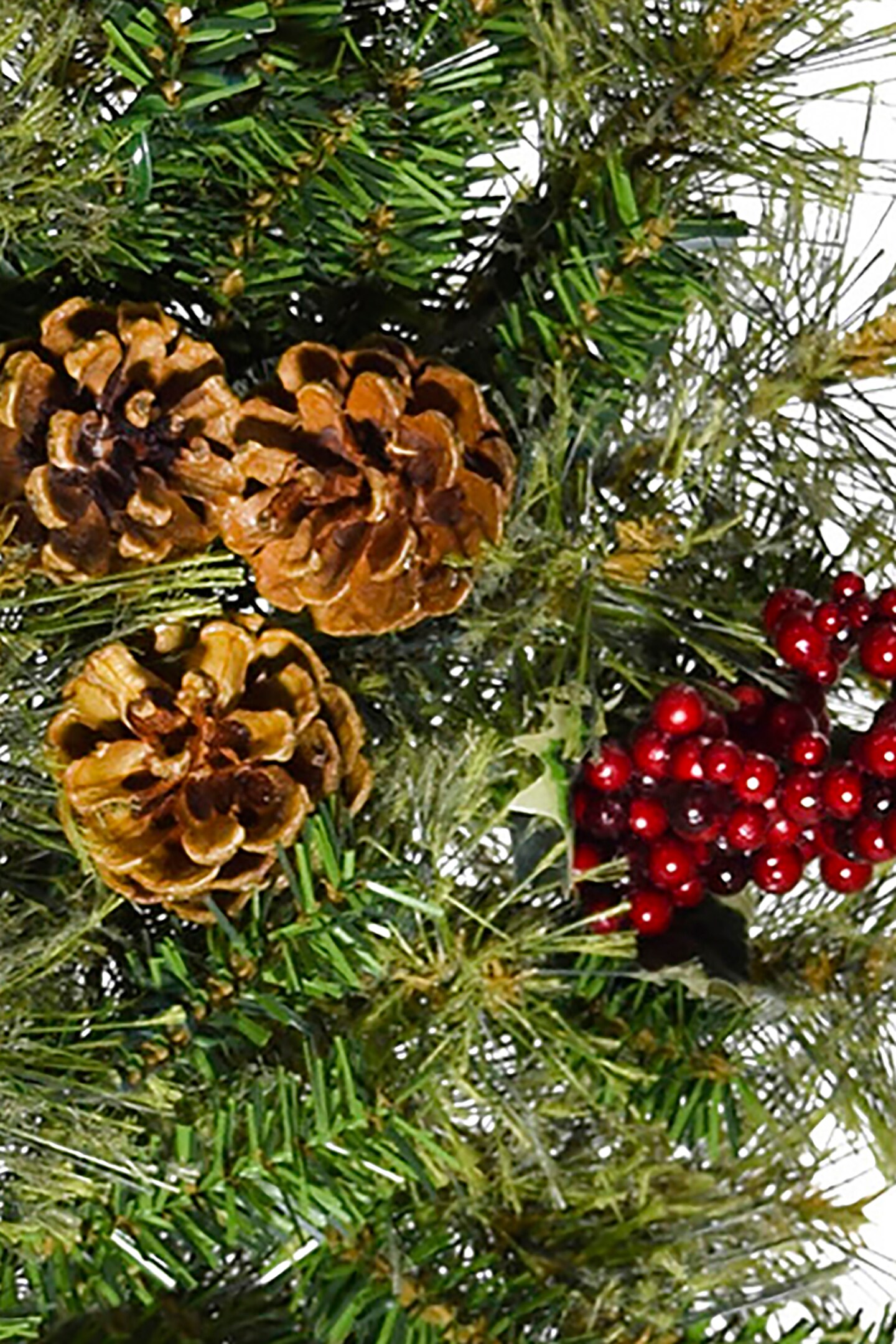 Perfect Holiday 24&#x22; Cheyenne Pine Wreath With Pine Cones And Red Berry Clusters