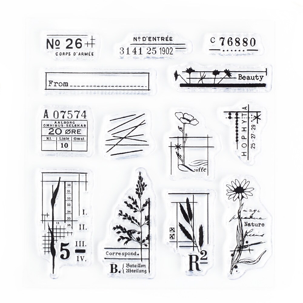 Vintage Floral Details Small Decorative Clear Stamps 4x4 inch by Wintertime Crafts